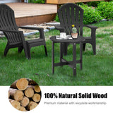 18 Inch Patio Round Side Wooden Slat End Coffee Table for Garden-Black