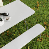 Outsunny Three-Piece Folding Picnic Table and Bench Set - White