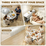 HOMCOM Folding Dining Table, Drop Leaf Table with Open Shelf, Rolling Kitchen Table for Dining Room, Small Spaces, White Marble
