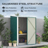 Outsunny 5.3 x 3.1ft Corrugated Steel Garden Shed - Green