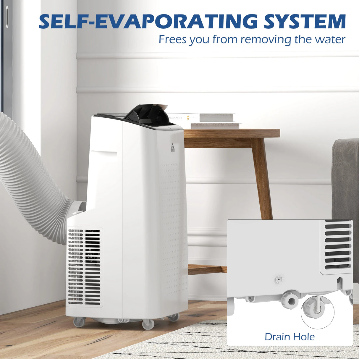 HOMCOM 14000 BTU Mobile Air Conditioner for Room up to 35m2, Smart Home WiFi Compatible, with Dehumidifier, Fan, 24H Timer