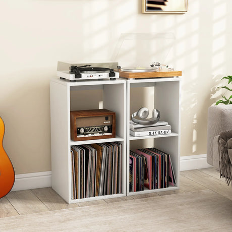 Open Back 2 Tier Bookshelf with Anti-toppling Kit-White