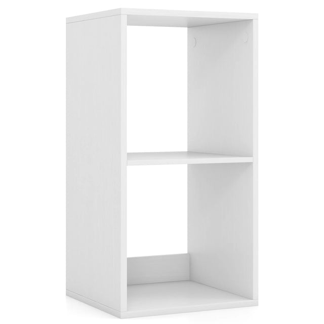 Open Back 2 Tier Bookshelf with Anti-toppling Kit-White