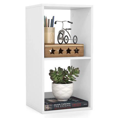 Open Back 2 Tier Bookshelf with Anti-toppling Kit-White