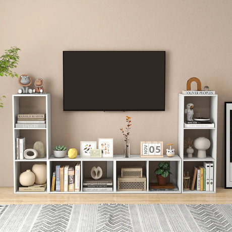 Open Back 2 Tier Bookshelf with Anti-toppling Kit-White