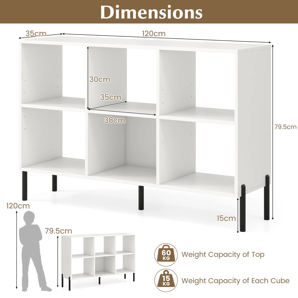 Open-Back Bookshelf with Drawer for Study-White