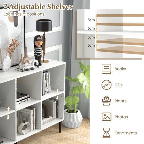 Open-Back Bookshelf with Drawer for Study-White