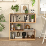 Concave Bookshelf 3-Shelf Open Bookcase with Anti-Toppling Device for Living Room Study Office