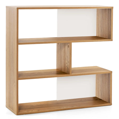 Concave Bookshelf 3-Shelf Open Bookcase with Anti-Toppling Device for Living Room Study Office