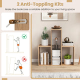 Convex Bookshelf 3-Shelf Open Bookcase Room Organizer with Anti-Toppling Device