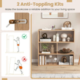Concave Bookshelf 3-Shelf Open Bookcase with Anti-Toppling Device for Living Room Study Office