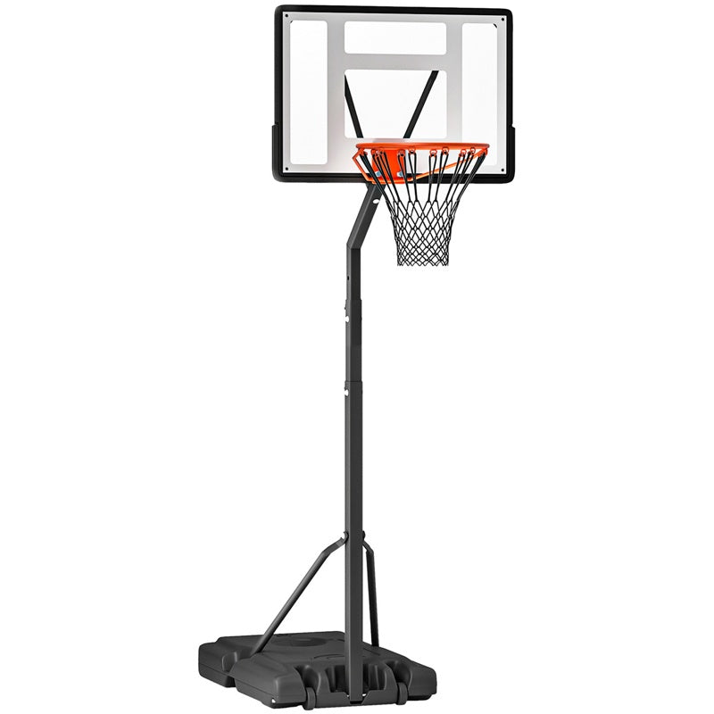 HOMCOM Basketball Hoop Freestanding 255-305cm Hoop Height Adjustable Stand with Backboard Wheels for Teens Adults Black