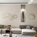 HOMCOM Metal Wall Mirrors, 107cm Modern Decorative Gold Mirror Decor Hanging, Home Wall Sculptures for Living Room Bedroom Dining Room