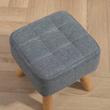 HOMCOM Linen-Look Square Padded Footstool - Grey