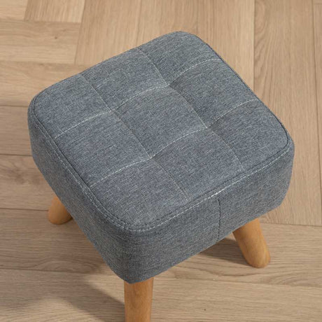 HOMCOM Linen-Look Square Padded Footstool - Grey