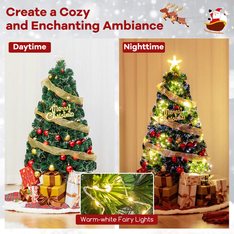 Optical Fiber Christmas Tree Pre-Lit Artificial Xmas Tree-1.2M