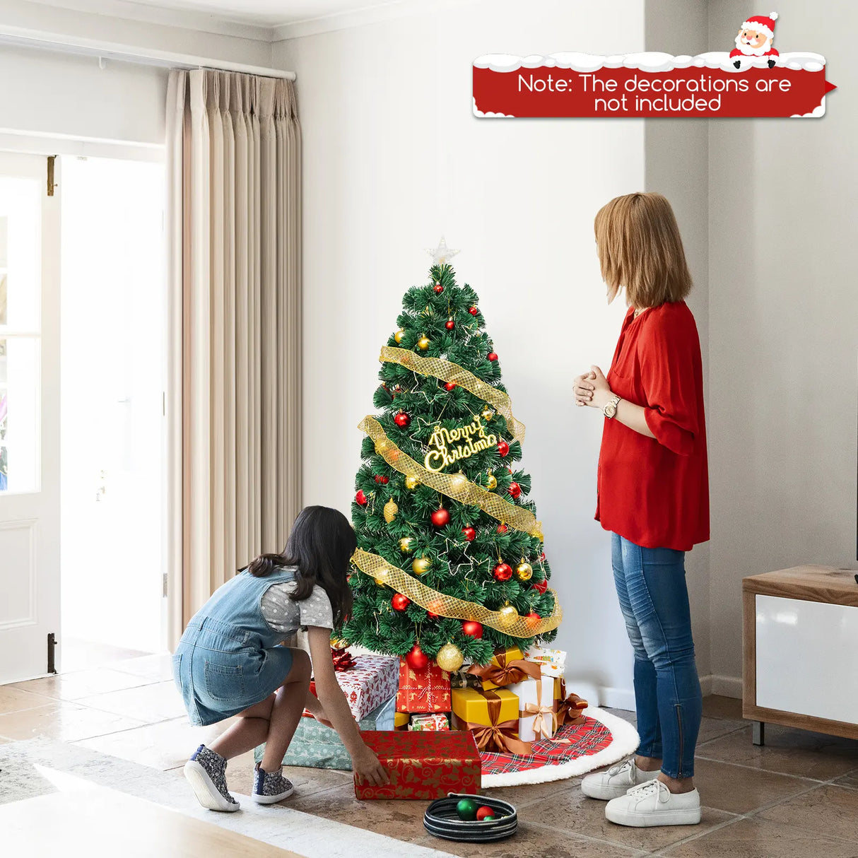 Optical Fiber Christmas Tree Pre-Lit Artificial Xmas Tree-1.5M