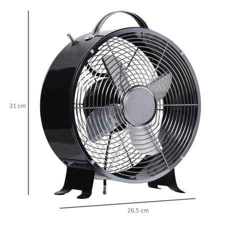 HOMCOM 10" 2-Speed Electric Table Desk Fan w/ Safety Guard Anti-Slip Feet Portable Personal Cooling Fan Home Office Bedroom Black