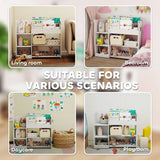 AIYAPLAY Kids Toy Storage Unit, Bear Design Kids Bookshelf and Toy Organiser, for Bedroom, Nursery, Playroom, White