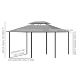 Outsunny 4m x 3(m) Metal Gazebo Canopy Party Tent Garden Pavillion Patio Shelter Pavilion with Curtains Sidewalls, Dark Grey