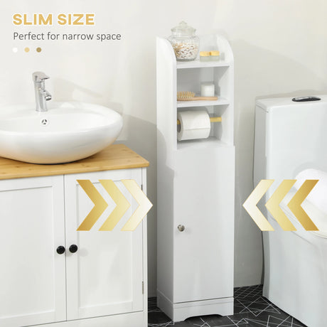 kleankin Multi-Storage Narrow Bathroom Cabinet - White