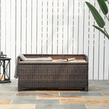 Outsunny 130 L Rattan Garden Storage Box, with Seat - Mixed Brown