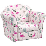 AIYAPLAY Kids Armchair with Flamingo Design, Wooden Frame, for Bedroom, Playroom, Kids Room, Pink