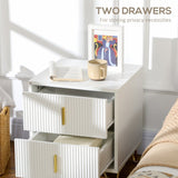 HOMCOM Elegant Chest of Two Drawers - White/Gold-Tone