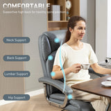 HOMCOM Big and Tall Office Chair 180kg with Spring Cushion, PU Leather - Grey