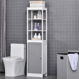 kleankin Tall Bathroom Cabinet Free Standing Slimline Cupboard Tallboy Unit Storage Organiser for Bathroom, Living Room, Kitchen