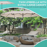 Outsunny 4.6m Double Garden Parasol - Beige
