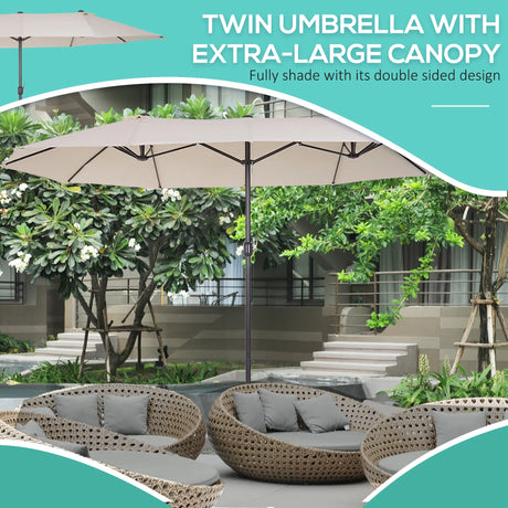 Outsunny 4.6m Double Garden Parasol - Beige