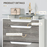 HOMCOM Shoe Storage Cabinet with Slide Out Drawer, 2 Flip Doors, Tempered Glass Top - Grey