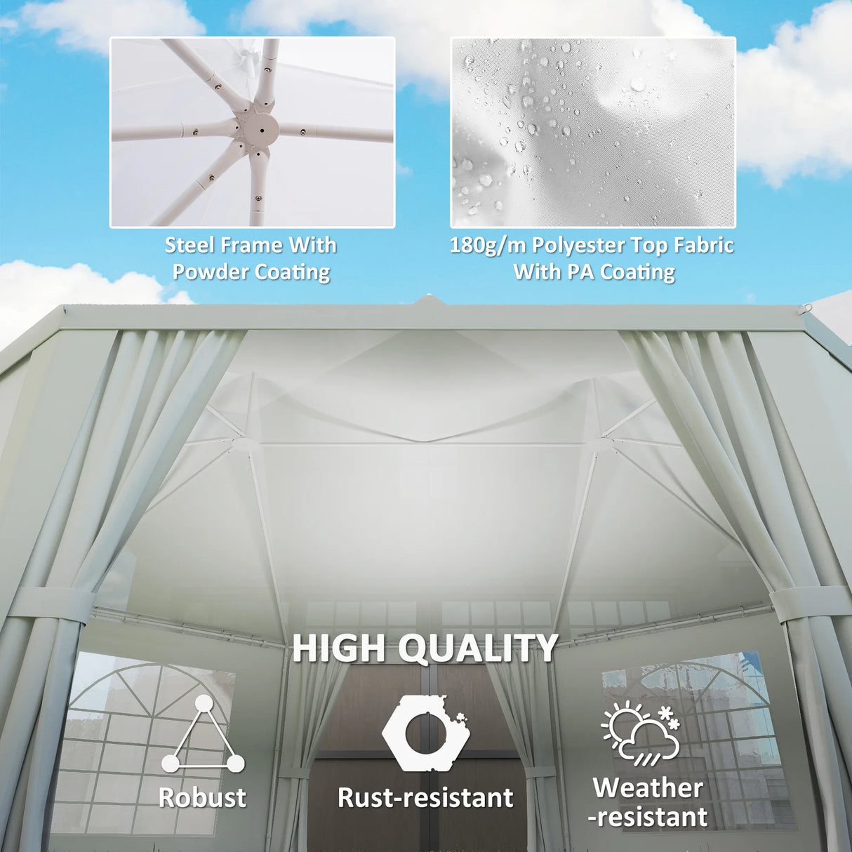 Outsunny 6.8 x 5m Octagonal Marquee Gazebo - White