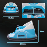 AIYAPLAY 360 Rotation Kids Bumper Car, 12V Waltz Car with Remote Control, Dual Joystick, Music, Lights, Light Blue