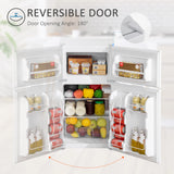 HOMCOM 88L Under Counter Fridge Freezer, Small Refrigerator with 5-Setting, 3 Star Freezer Rating, White