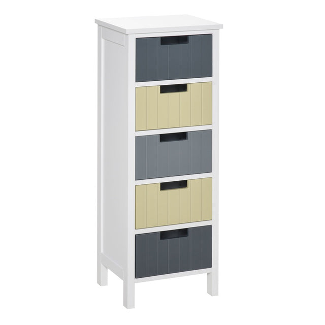 HOMCOM Storage Tower, Dresser Chest of Drawers, Wood Top, Organizer Unit for Closets Bedroom Nursery Room Hallway