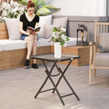 Outsunny Foldable Garden Table Square Folding Table for Patio Garden 45 x 45 x 50Hcm Black