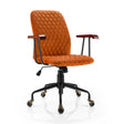Retro Swivel Velvet Computer Desk Chair with Armrest for Home &amp; Office-Orange