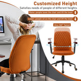 Retro Swivel Velvet Computer Desk Chair with Armrest for Home &amp; Office-Orange