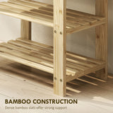 HOMCOM Two Shelf Bamboo Shoe Storage Bench - Natural Finish