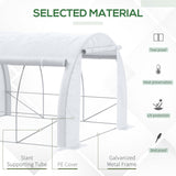 Outsunny 3 x 3 x 2 m Polytunnel Greenhouse with Roll-up Side Walls, Walk-in Grow House Tent with Steel Frame, Reinforced Cover, Zipped Door and 6 Mesh Windows for Garden, White