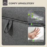 HOMCOM 16L Linen Storage Ottoman Padded Footstool with Rubberwood Legs for Storage Box, Bed End, Shoe Bench, Seating, Charcoal Grey