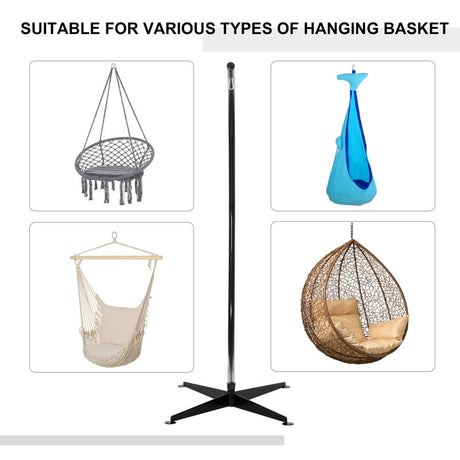 Outsunny Hanging Hammock Stand Hammock Chair Stand C Stand Steel Heavy Duty Stand for Hanging Hammock Air Porch Swing Chair Indoor Outdoor (Only Construction)