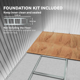 Outsunny 9ft x 4ft Metal Garden Shed, Outdoor Tool House with Foundation Kit, Ventilations and Double Doors, Dark Grey