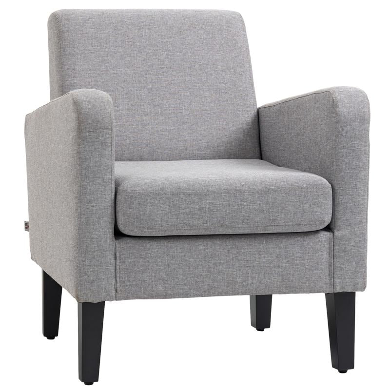 HOMCOM Linen-Look Boxy Armchair - Light Grey