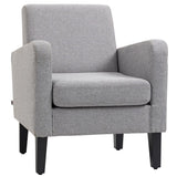 HOMCOM Linen-Look Boxy Armchair - Light Grey