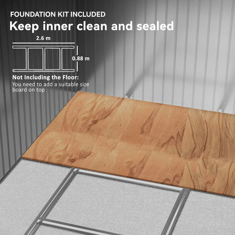 Outsunny 9 x 6ft Metal Garden Shed, Outdoor Storage Tool House with Ventilation Slots, Foundation Kit and Lockable Double Doors, Brown