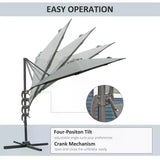 Outsunny 3(m) Offset Parasol Cantilever Hanging Umbrella 360 Rotation w/ Base Dark Grey