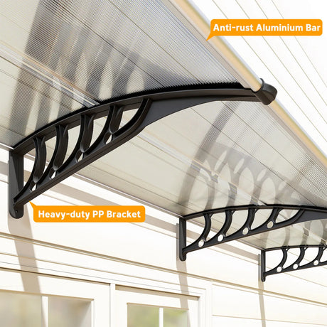 Outsunny Front Door Canopy, Outdoor Awning, 303 x 96cm Rain Shelter for Window, Porch and Front/Back Door, Clear